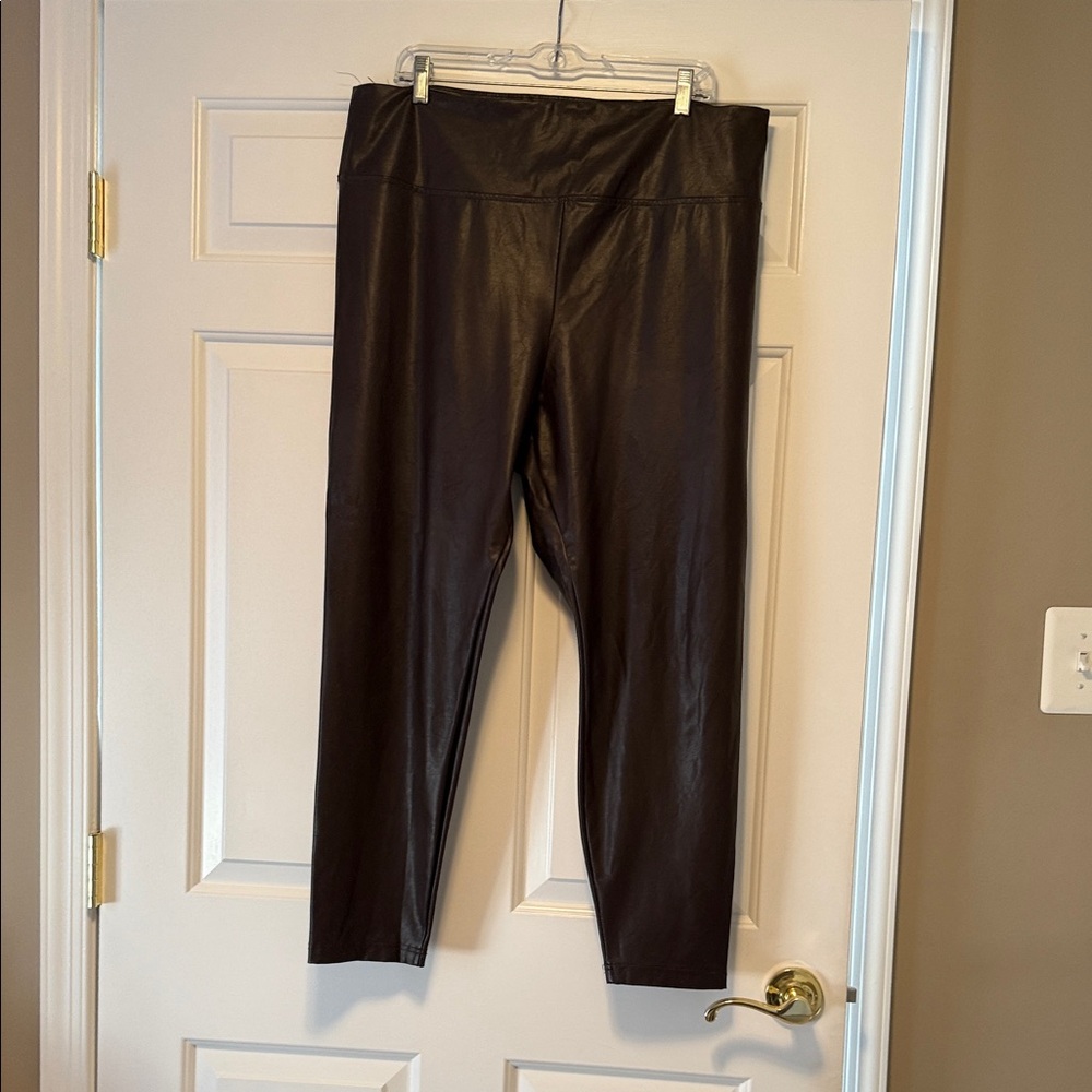 Boston Proper Faux Leather Leggings in Rich Brown